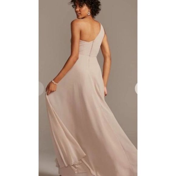 Celebrate DB Studio Size 10 Maxi Nude One Shoulder Bridesmaid Dress NWT 6334 - Picture 2 of 16